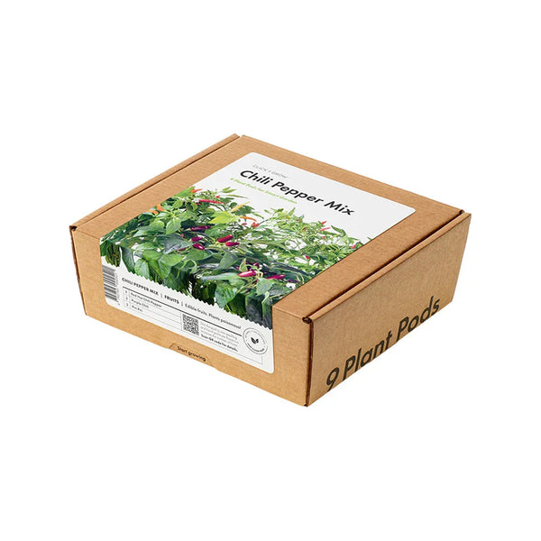 Pflanzkapsel-Chili-Pfeffer-Mix 9er-Packung, Kartonpackung mit Aufdruck „Chili Pepper Mix“