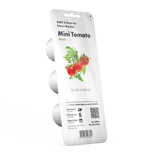 Mini-Tomaten Nachfüllpack (3er) weiße Packung mit Tomatenmotiv