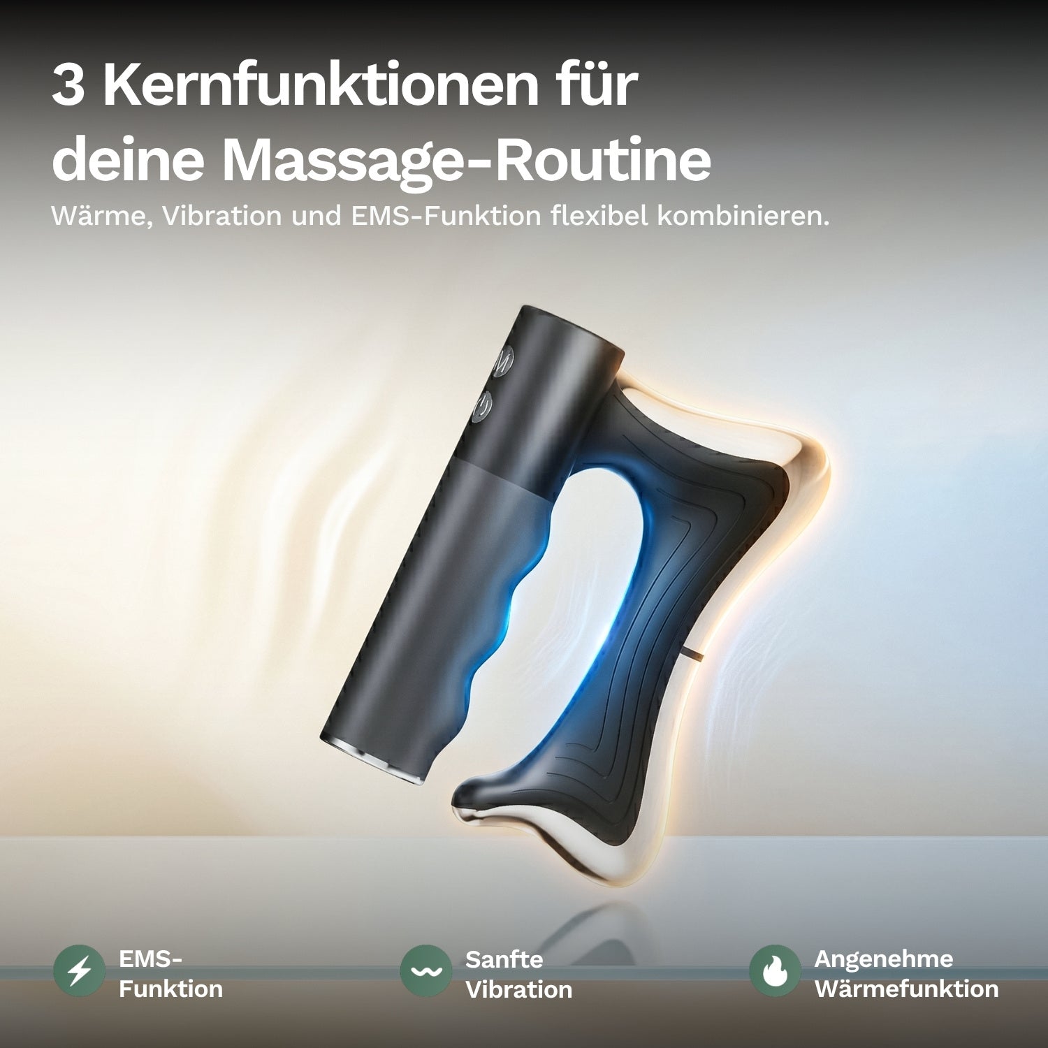 Faszienmesser mit Anzeige für EMS-Funktion, Vibrations- und Wärmefunktion