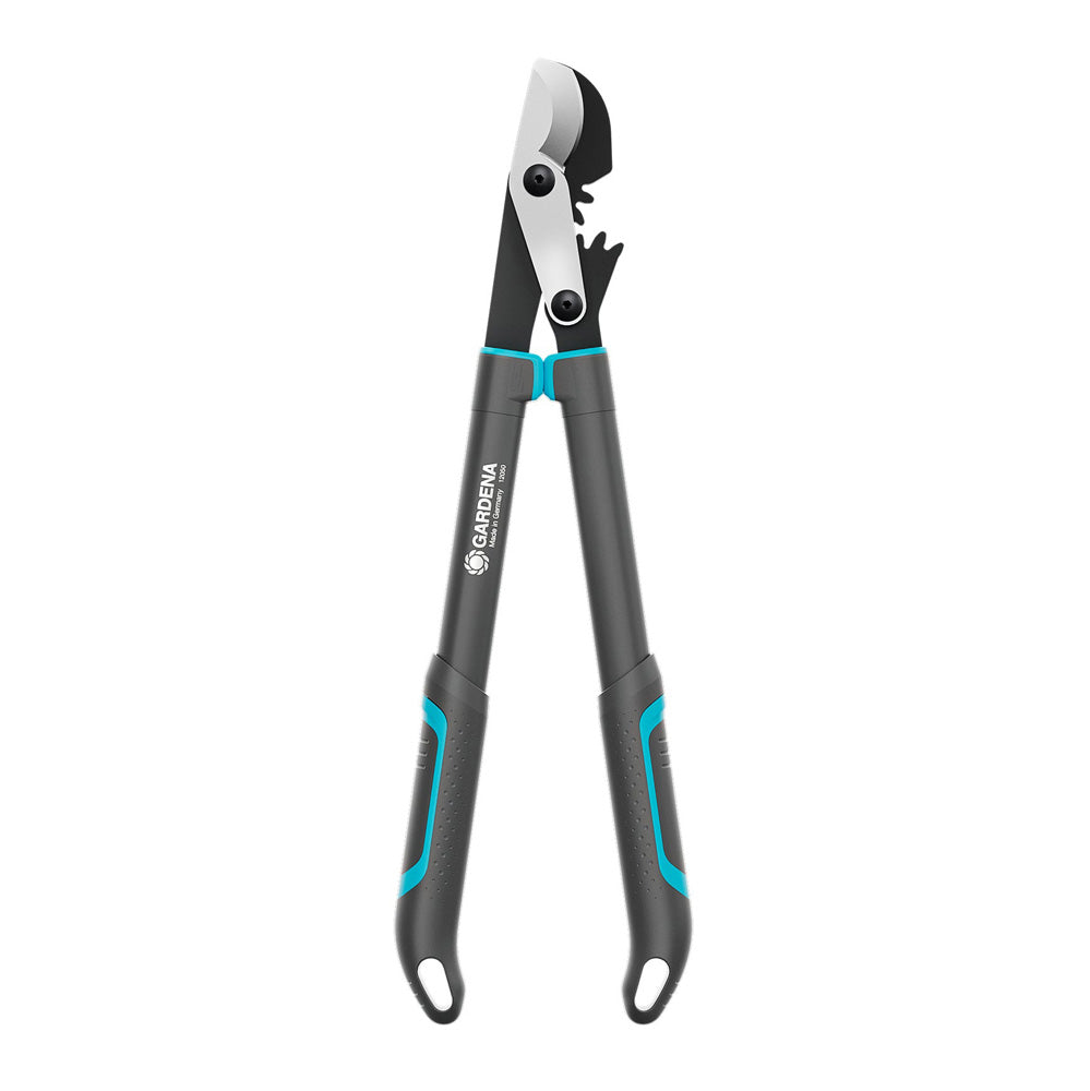 Gardena Astschere mit Scherenkopf, schwarze Arme und blaue Softgrip-Griffe