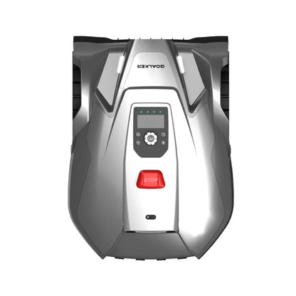 Goalker H5 Mähroboter-Ansicht von oben: Bedienelement mit Display und STOP-Taste