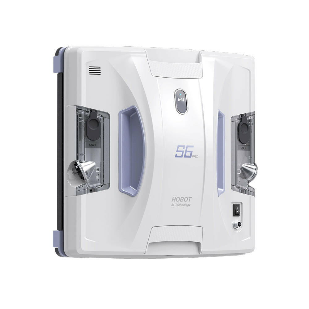Hobot S6 Pro Fensterputzroboter, Seitenansicht mit geöffneten Ansätzen und Bedienelementen