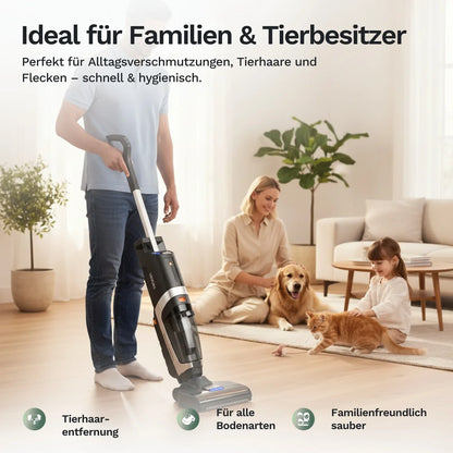 Bodenreiniger mit Bodendüse und Stiel, geeignet für Tierhaare im Alltag