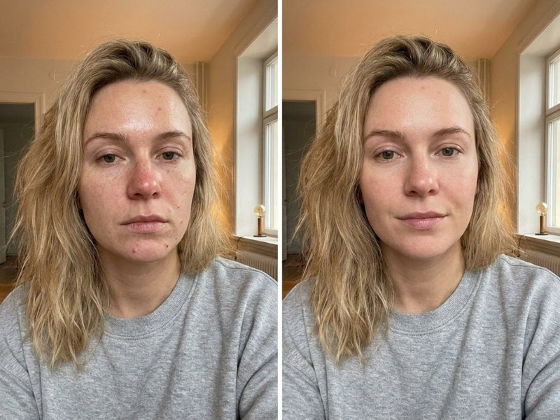 NIVAROQ Vorher-Nachher Hautpflegevergleich mit sichtbar ebenmäßigerem und gepflegterem Hautbild für mehr Vertrauen in die tägliche Gesichtsroutine