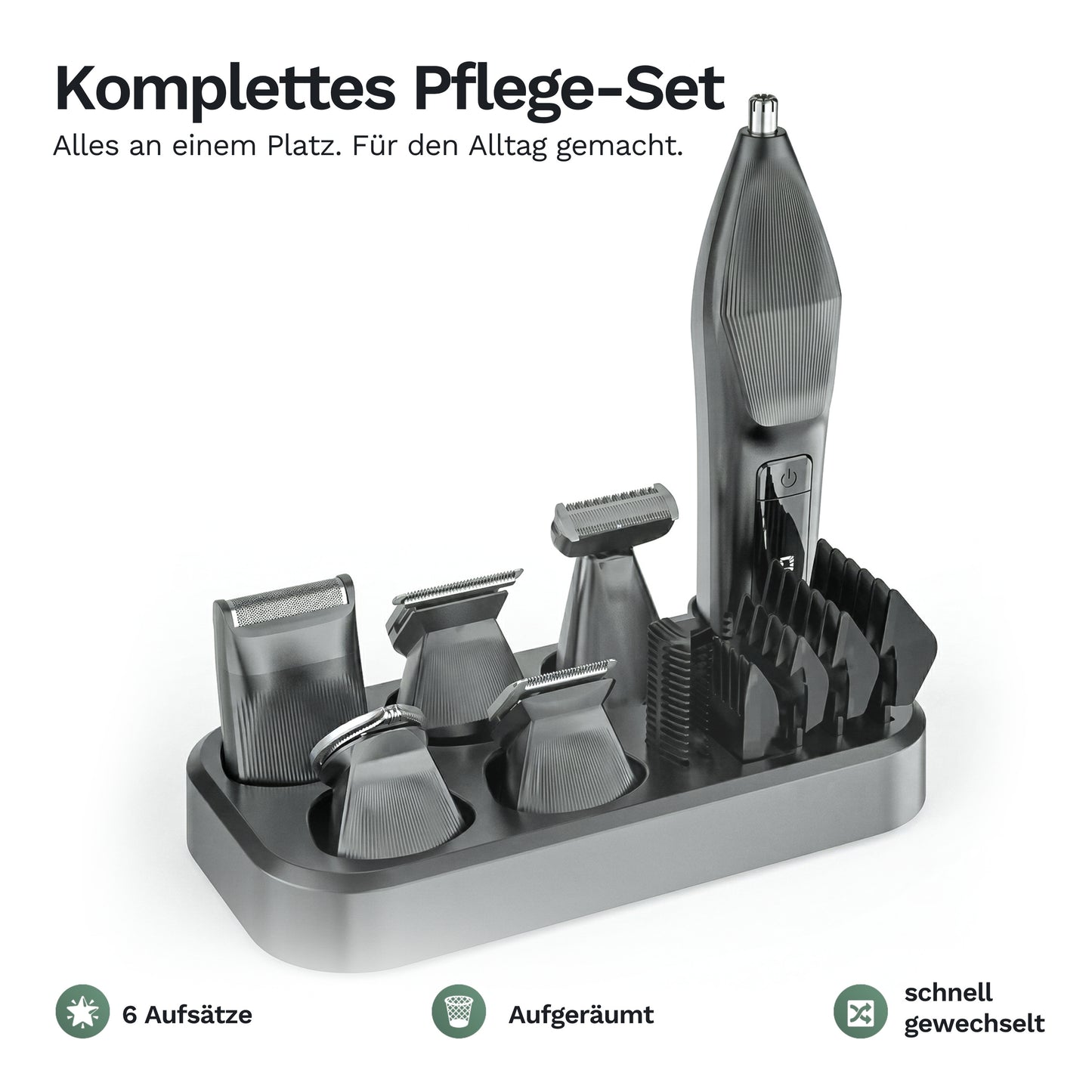 Barttrimmer-Set RS1901 mit Aufsätzen in Ladestation