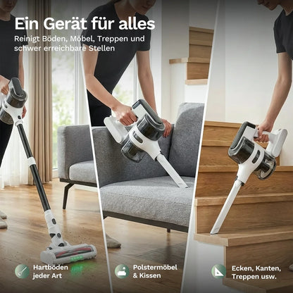 Akku-Staubsauger für verschiedene Flächen: Handgerät mit Aufsatz und Bodendüse