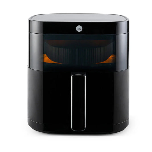 Wilfa Dualfryer airfryer with black viewing window and front pull handle