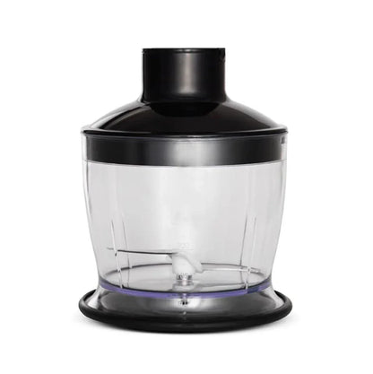 Chopper bowl attachment with black lid and clear container