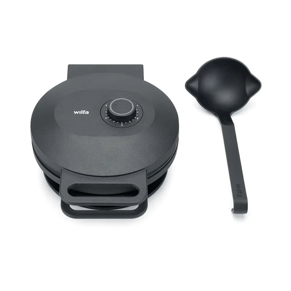 Waffle maker with temperature dial and included serving scoop