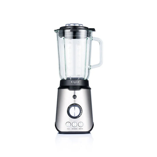 Smooth stand blender with clear jug, black base, lid and handle