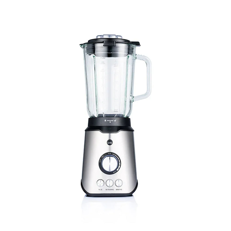 Wilfa Smooth Standmixer mit Glaskrug, schwarze Basis, Deckel und Griff