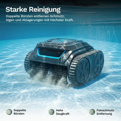 Poolroboter mit Doppelbürsten und hoher Saugleistung, reinigt mit Spritzwasser