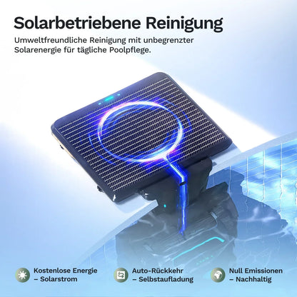 Solar-Poolroboter mit ausklappbarem Solarpanel und blauen LED-Lichtern